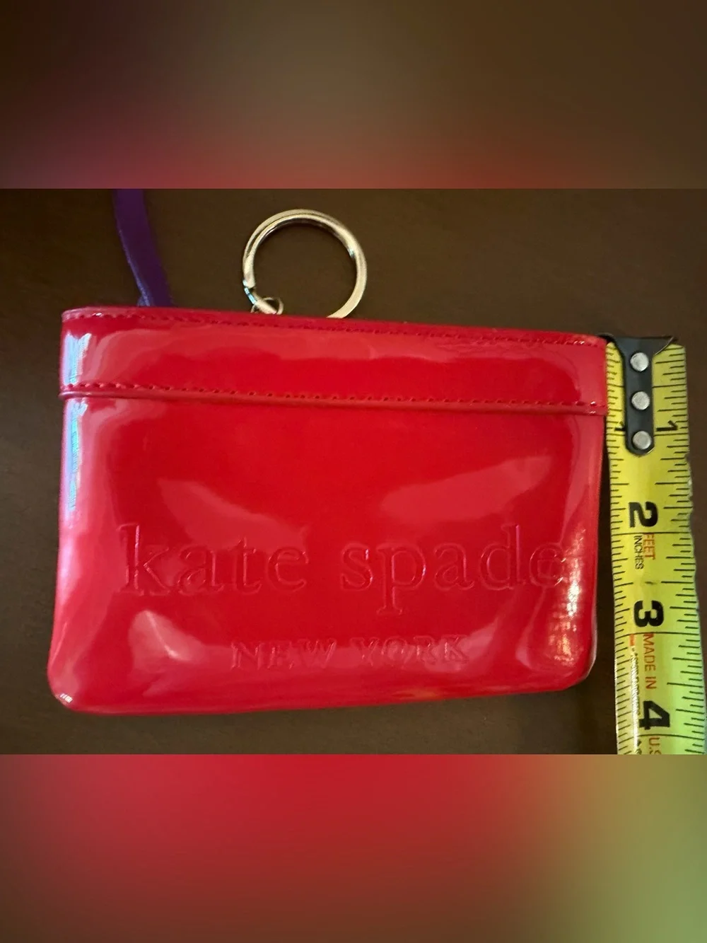 Kate Spade Bright Red Patent Leather Zip Coin Wallet